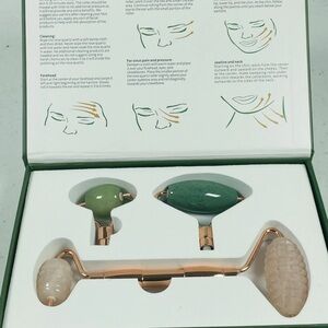 Emeraude 4 in 1 Detachable Brazilian Rose Quartz & Jade Facial Roller Set